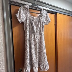 Monteau midi dress white blue yellow floral ditsy women’s size L